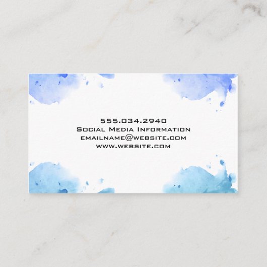 水色絵を描 | 芸術的ハートパターン 名刺 (裏面)