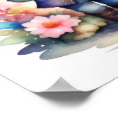 水色絵画かわいいチビ(小さくかわいく書いた感じ)オス女性 ポスター (角)