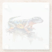 水色絵画のカラフル ガラスコースター (裏面)