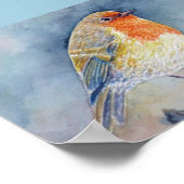 水色絵画のロビン ポスター (角)