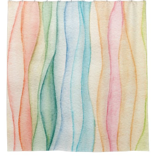 水色絵画カラフル絵画 シャワーカーテン (正面)
