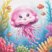 水色絵画クラゲ シール (正面)