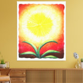 水色絵画ファンタジー黄輝く花 キャンバスプリント (インサイチュ (リビング))