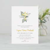 水色緑金ゴールド箔確認 箔招待状 (立ち正面)