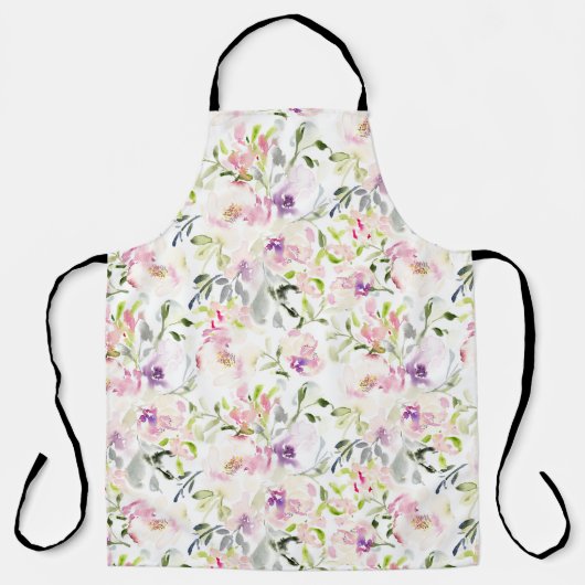 水色緩い表現豊かな春フローラ エプロン (正面)