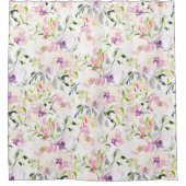 水色緩い表現豊かな春フローラ シャワーカーテン (正面)