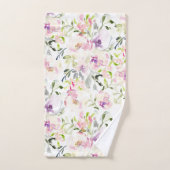 水色緩い表現豊かな春フローラ バスタオルセット (ハンドタオル)