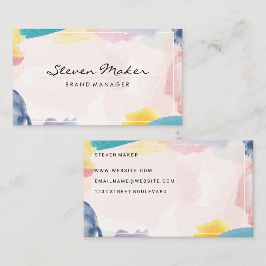 水色縁ど 名刺 (正面/裏面)