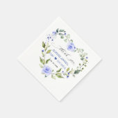 水色繊細なブルーフローラ開花ベビーシャワー スタンダードカクテルナプキン (角)