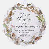 水色繊細秋リース新生児 オーナメントカード (裏面)