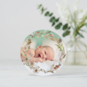 水色繊細秋リース新生児 シーズンカード (スタンド正面)