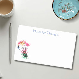 水色考え電球の注記 ポストイット