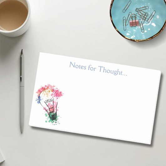 水色考え電球の注記 ポストイット