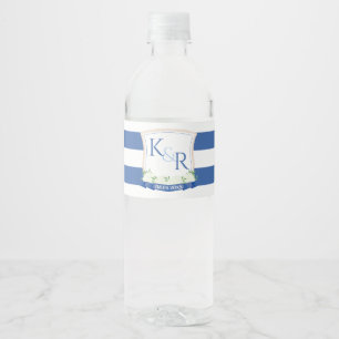 水色航海のネイビーブルー結婚ホワイトの紋章 ペットボトルラベル
