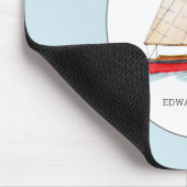 水色航海の帆船 マウスパッド (コーナー)