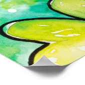 水色色彩の鮮やかを使ったハンドシャムロックパターン ポスター (角)