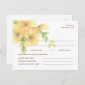 水色花模様結婚の応答RSVPポストカード インビテーションポストカード (正面/裏面)