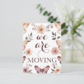 水色花模様蝶の新しいアドレス移動 ポストカード (スタンド正面)