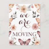 水色花模様蝶の新しいアドレス移動 ポストカード (正面)