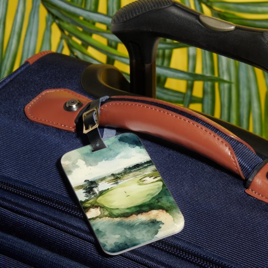 水色芸術的ゴルフコース荷札 ラゲッジタグ (正面インサイチュ1)