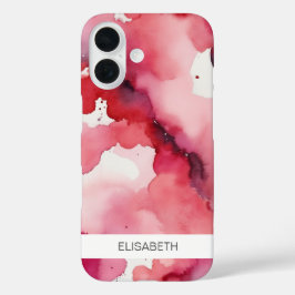 水色芸術的背景 | お名前 iPhone 16ケース