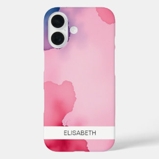 水色芸術的背景 | お名前 iPhone 16ケース