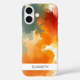 水色芸術的背景 | お名前 iPhone 16ケース