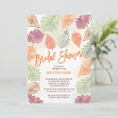 水色落下葉式ブライダルシャワー招待 招待状 (スタンド正面)