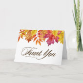 水色落下葉秋ベビーシャワー サンキューカード (正面)