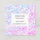 水色葉の羽の流れのモダンデザイン スクエア名刺 (裏面)