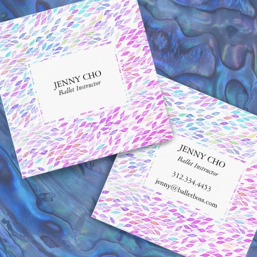 水色葉の羽の流れのモダンデザイン スクエア名刺