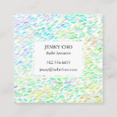 水色葉の羽の流れのモダンデザイン スクエア名刺 (裏面)