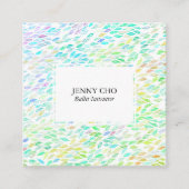 水色葉の羽の流れのモダンデザイン スクエア名刺 (正面)