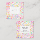 水色葉の羽の流れのモダンデザイン スクエア名刺 (正面/裏面)