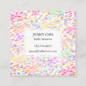 水色葉の羽の流れのモダンデザイン スクエア名刺 (裏面)