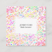 水色葉の羽の流れのモダンデザイン スクエア名刺 (正面)