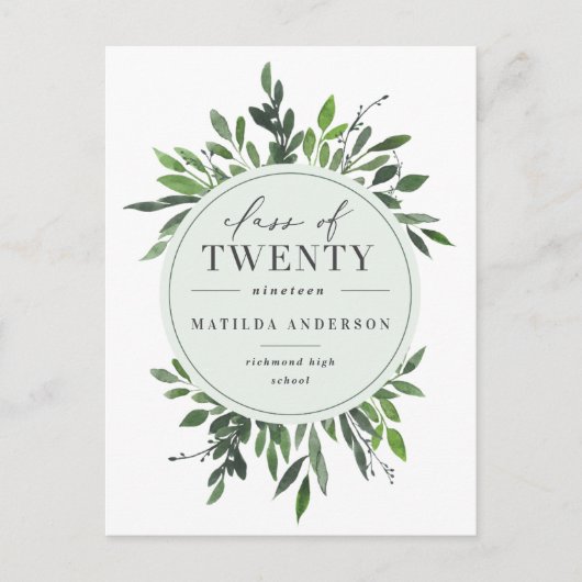 水色葉卒業発表/招待状 案内ポストカード (正面)