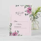 水色薄紫グリーン金ゴールドバラフローラRSVP 招待状 (スタンド正面)