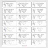 水色薄紫フローラ受信者住所 シール (シート)