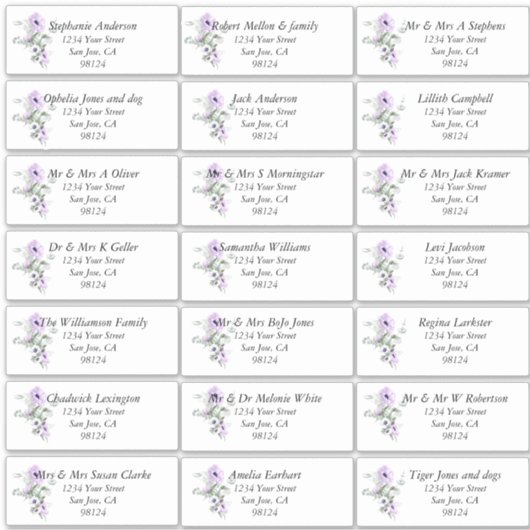 水色薄紫フローラ受信者住所 シール (正面)
