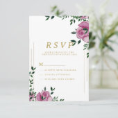 水色薄紫緑金ゴールドフローラRSVP 招待状 (スタンド正面)