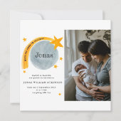 水色誕生発表月面ベビーカード 案内状 (正面)