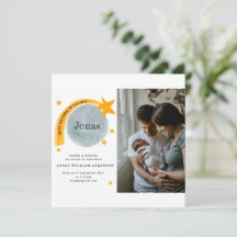 水色誕生発表月面ベビーカード