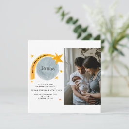 水色誕生発表月面ベビーカード 案内状