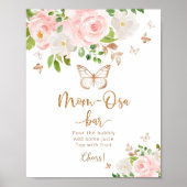 水色赤面ピンクバタフライマムオーサバー標識 ポスター (正面)