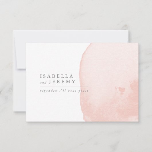水色赤面結婚の返信R.S.V.Pカード 出欠カード (正面)