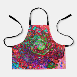 水色赤Groovy抽象芸術レトロ液スワール エプロン