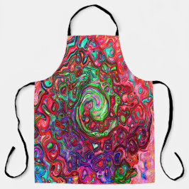 水色赤Groovy抽象芸術レトロ液スワール エプロン