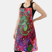 水色赤Groovy抽象芸術レトロ液スワール エプロン (インサイチュ)