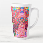 水色赤Groovy抽象芸術レトロ液スワール カフェラテマグ (右)